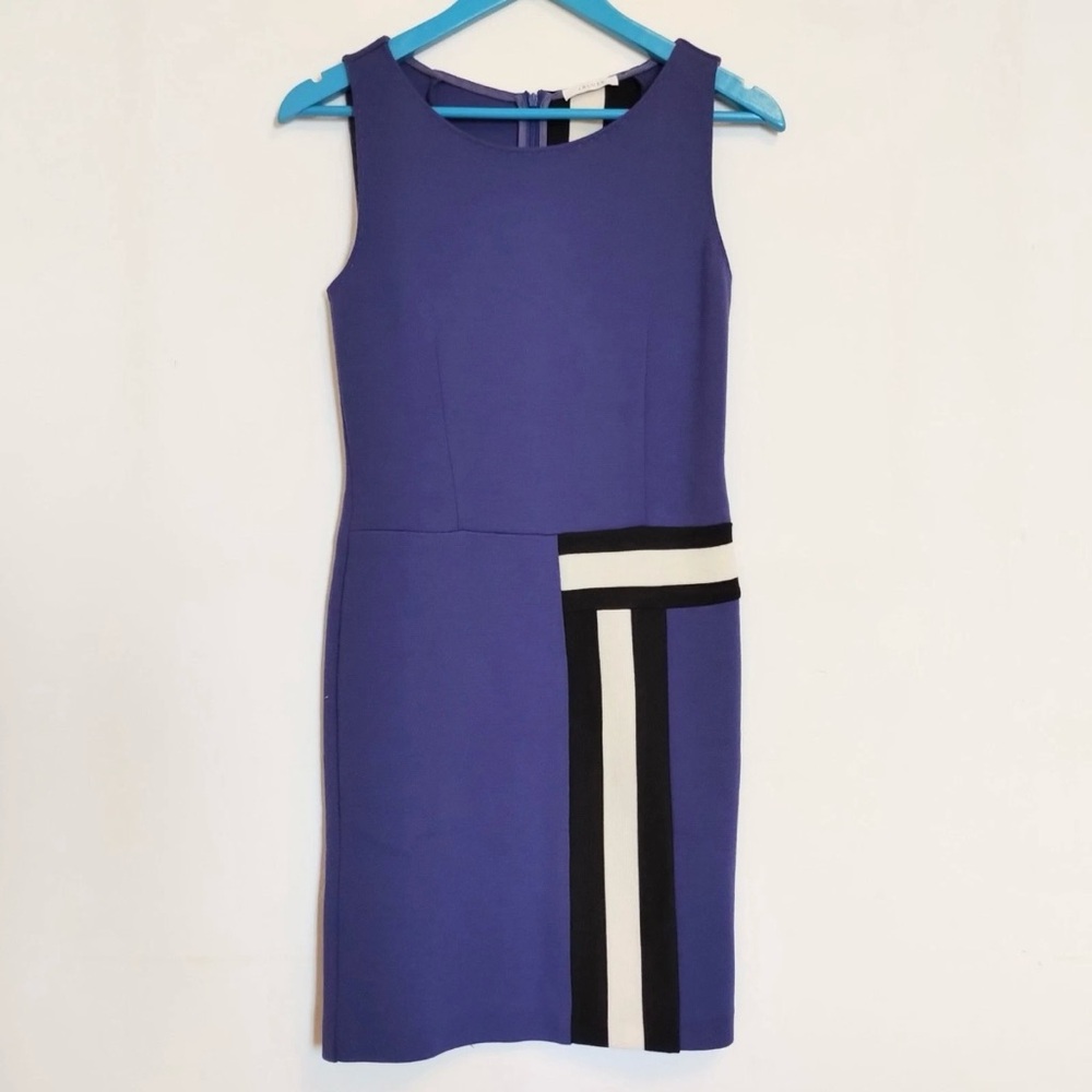 i Blues Max Mara Dress Women 4 Small Purple Wool Blend Midi Sleeveless Geometric